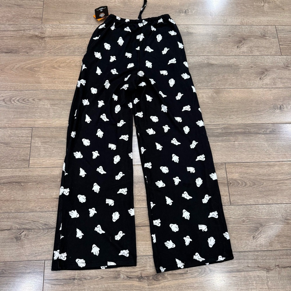 Hyde & EEK! Boutique Women Black Ghost Print Wide Leg Pajama Pants XS NEW